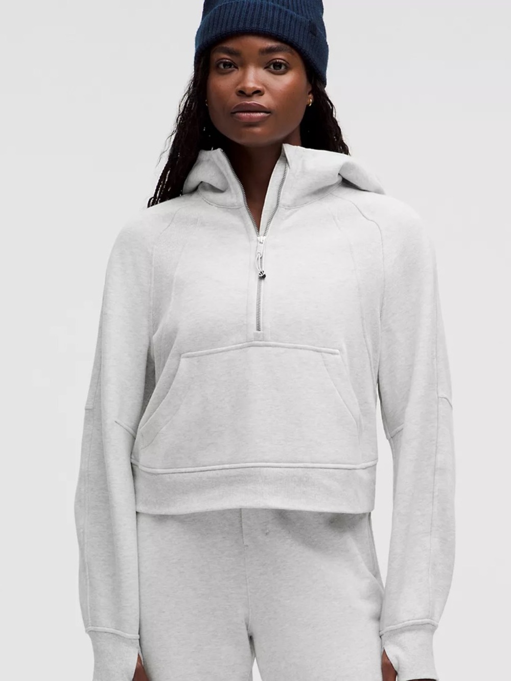 Lululemon Scuba Oversized Half-Zip Hoodie in Heather Light Grey - Size M/L